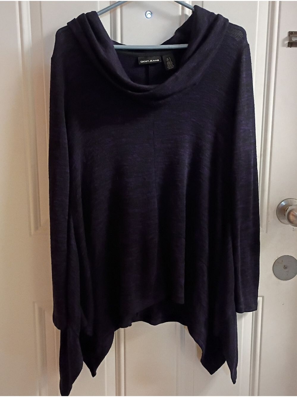 2/$10 DKNY Deep Purple Cowl Neck Draped Sweater Size Medium